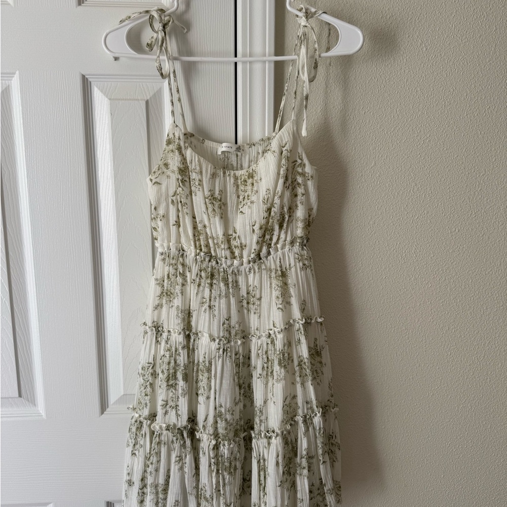 Altar'd State Floral White and Green Dress